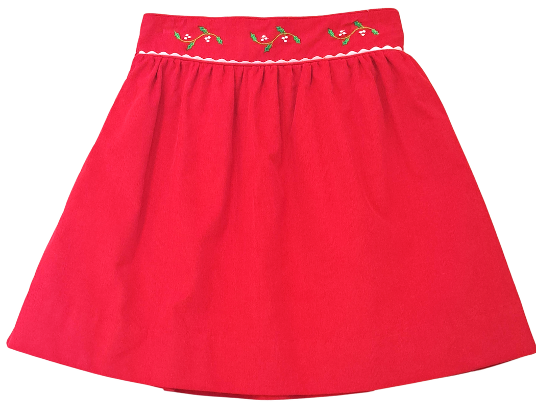 Corduroy Red Girl's Skirt