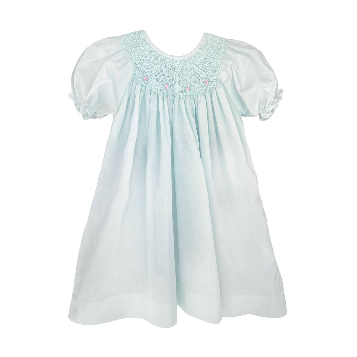 Smocked Daygown with Raglan Embroidery: Mint
