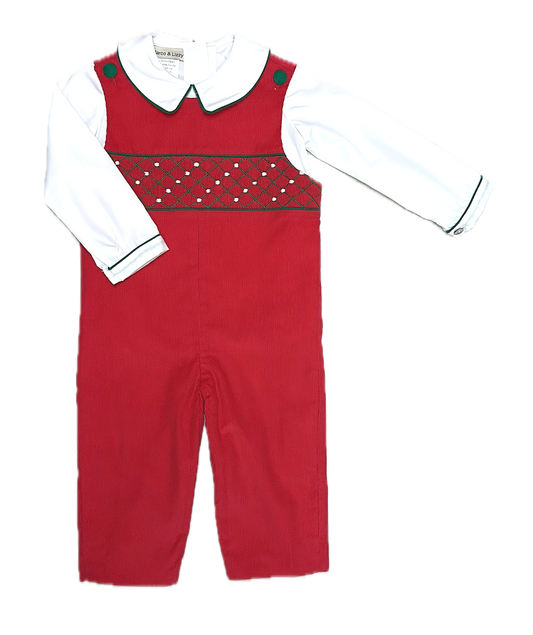 Red Corduroy Boy's Overall Set Christmas Classic