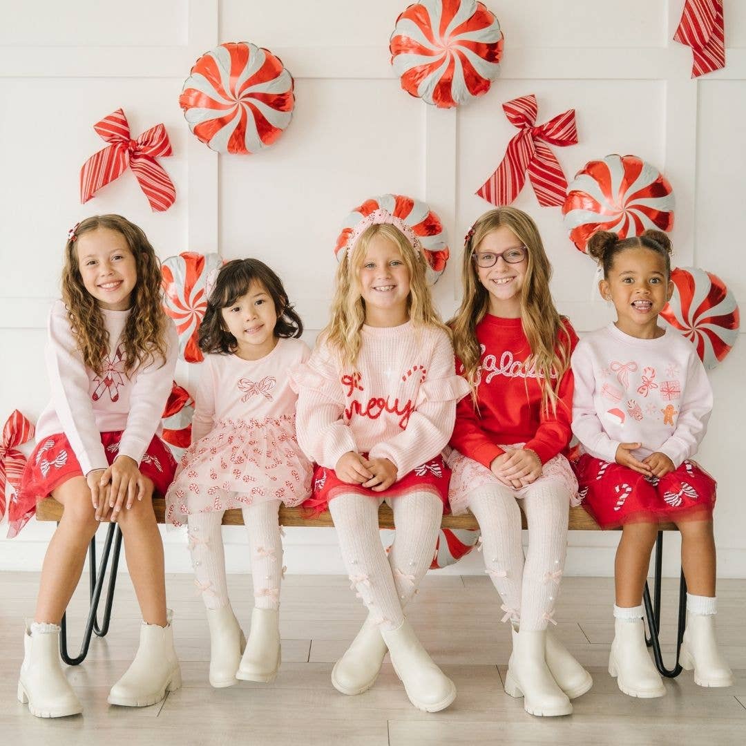 Falala Patch Christmas Sweatshirt - Red - Girls Clothes : 7/8