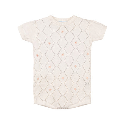 Eyelet Knit Romper- Ivory