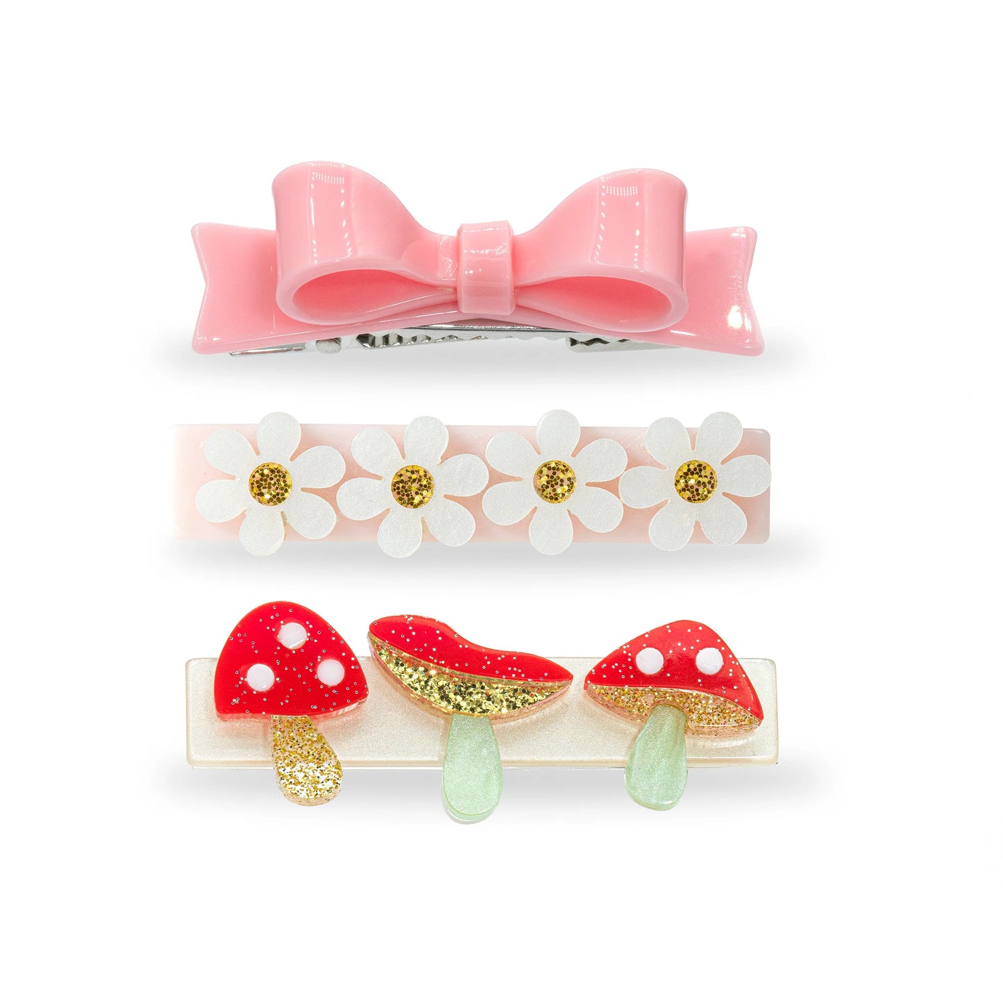 Mushroom Red and Bow Hair Clips