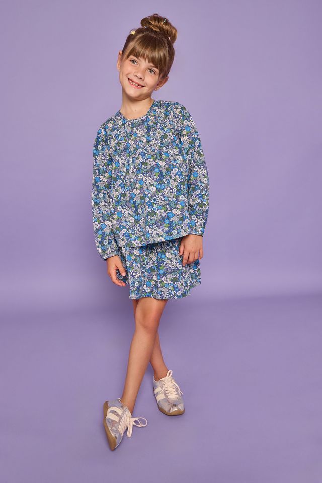 Anita Top- Brookline Blossoms Blue
