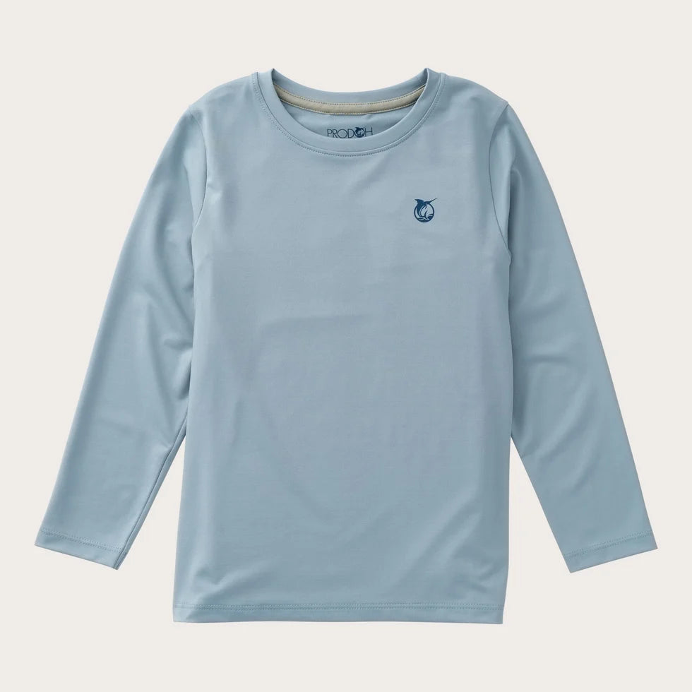 Pro Performance Long Sleeve T-shirt- Arona Blue with Rainbow Trout Art