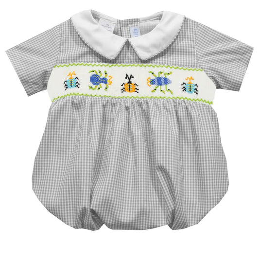 Bugs Smocked Gingham Short Sleeve Boys Bubble