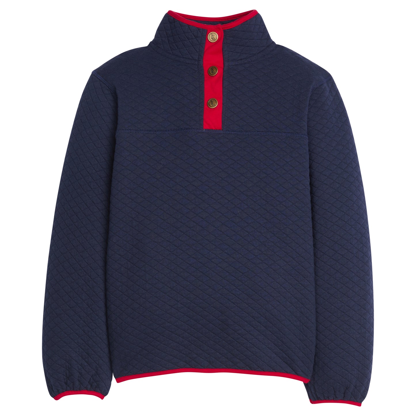 Classic Quilted Pullover - Navy/Red