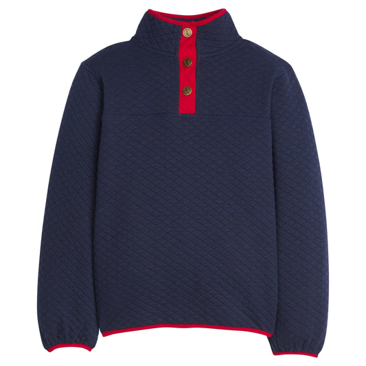 Classic Quilted Pullover - Navy/Red