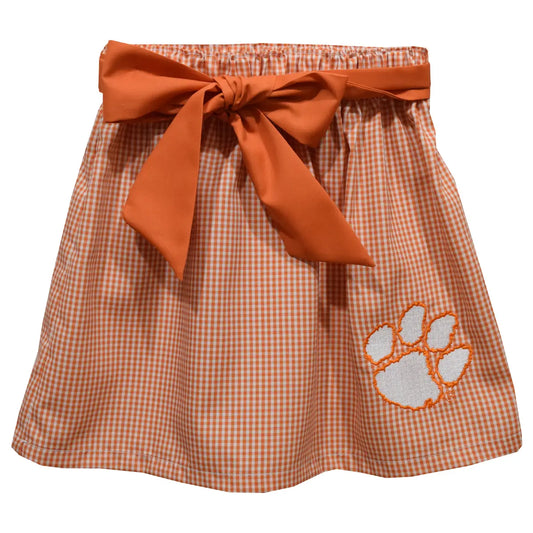 Clemson Tigers Embroidered Gingham Skirt & Sash