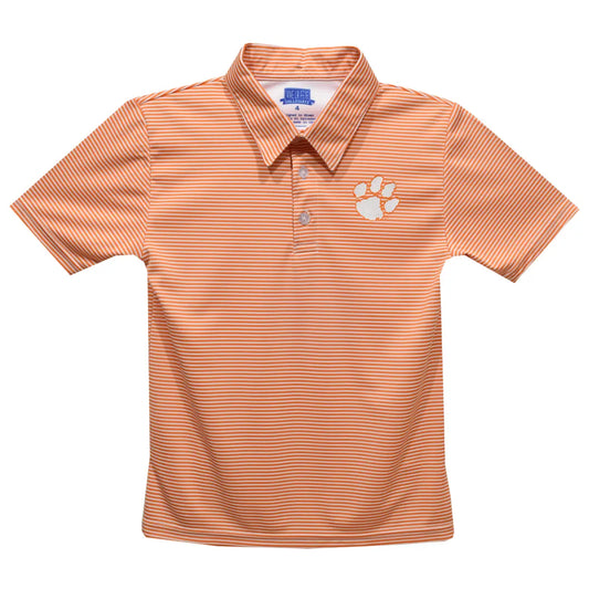 Clemson Tigers Embroidered Orange Stripes Polo Shirt