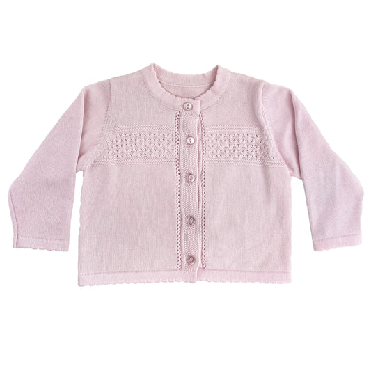 Diamond Lightweight Knit Cardigan Sweater, Pink