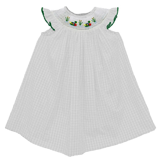 Ducks Smocked Gingham Angel Wing Girls Bishop