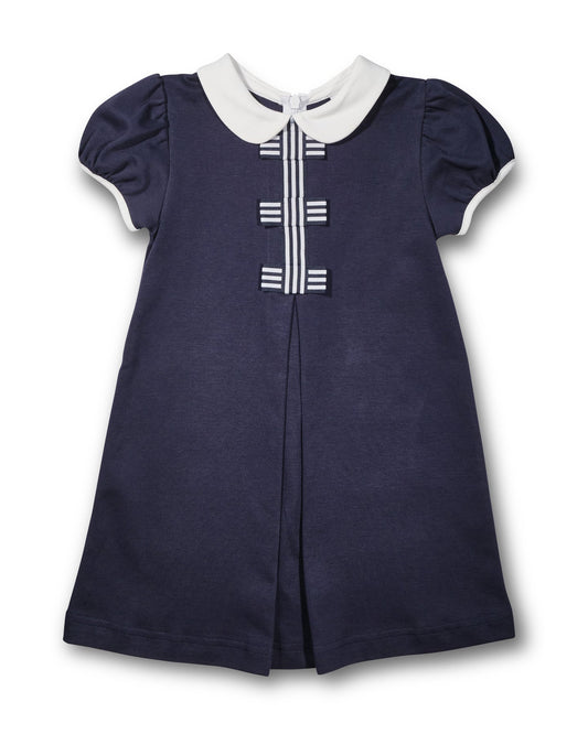 Knit Dress with Stripe Ribbon Bows