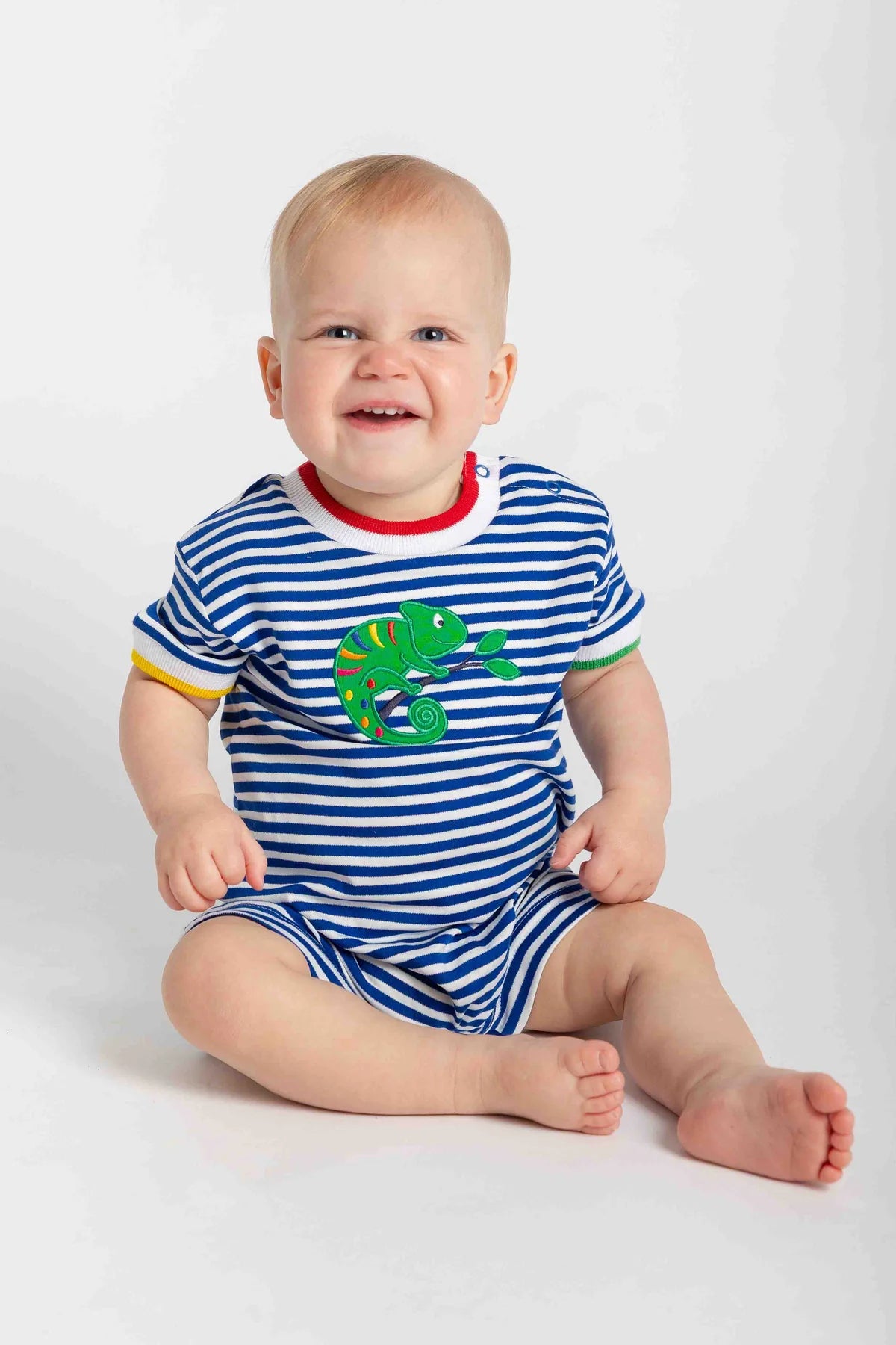 Stripe Knit Shortall With Lizard