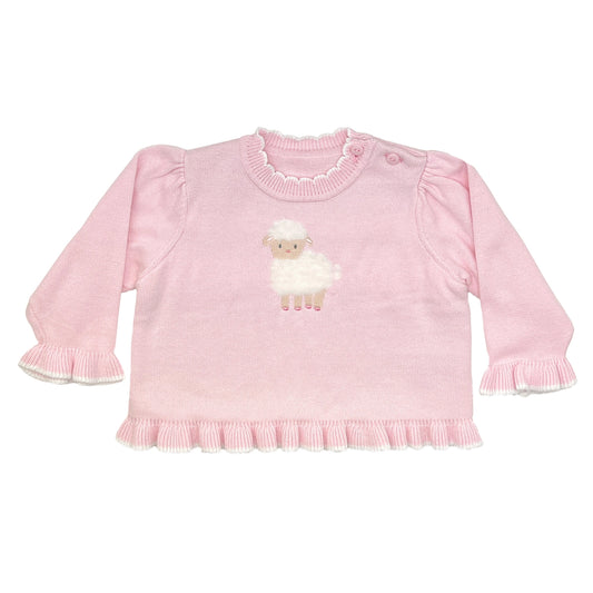 Fuzzy Lamb Lightweight Knit Sweater, Pink