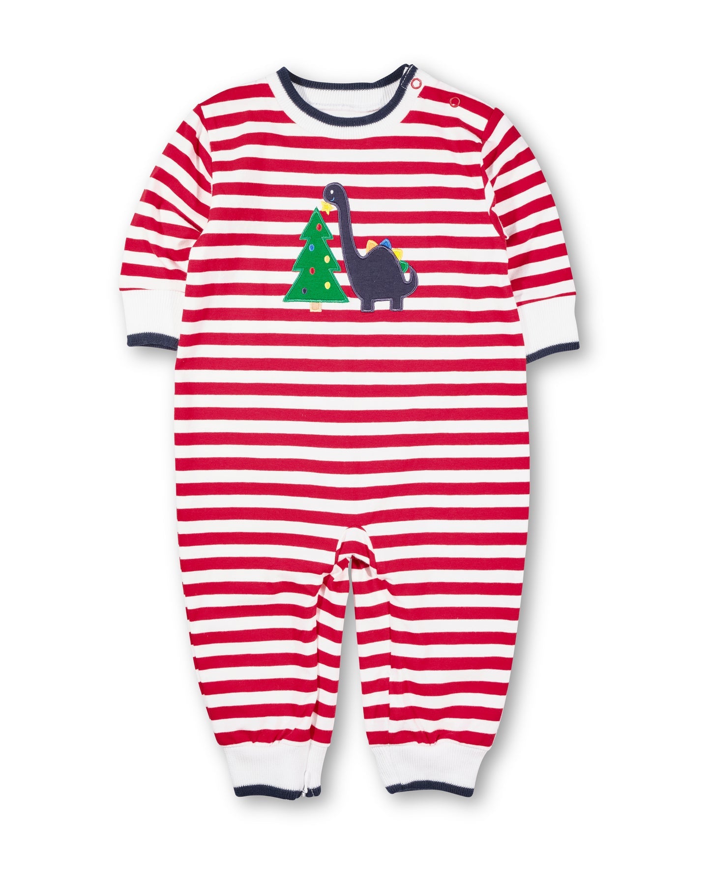 Stripe Knit Longall With Dino & Chistmas Tree
