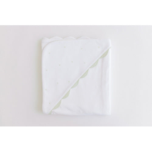 Hooded Towel - Sage Dots