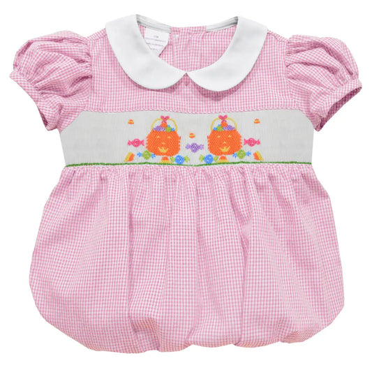 Halloween Smocked Short Puffy Sleeve Girls Baby Bubble