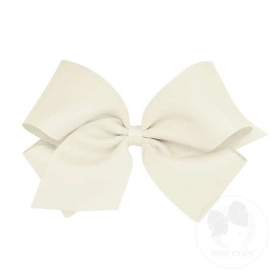 King Classic Grosgrain Hair Bow (Plain Wrap) Antique White