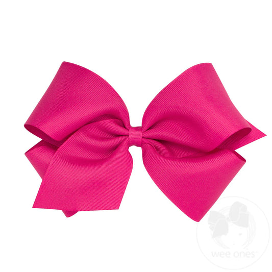 King Classic Grosgrain Hair Bow (Plain Wrap) Shocking Pink