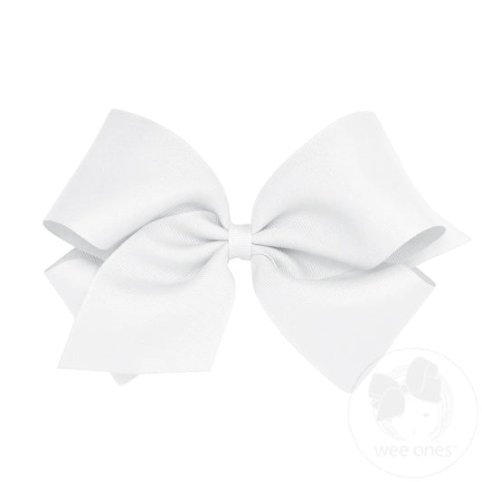 King Classic Grosgrain Hair Bow (Plain Wrap) White