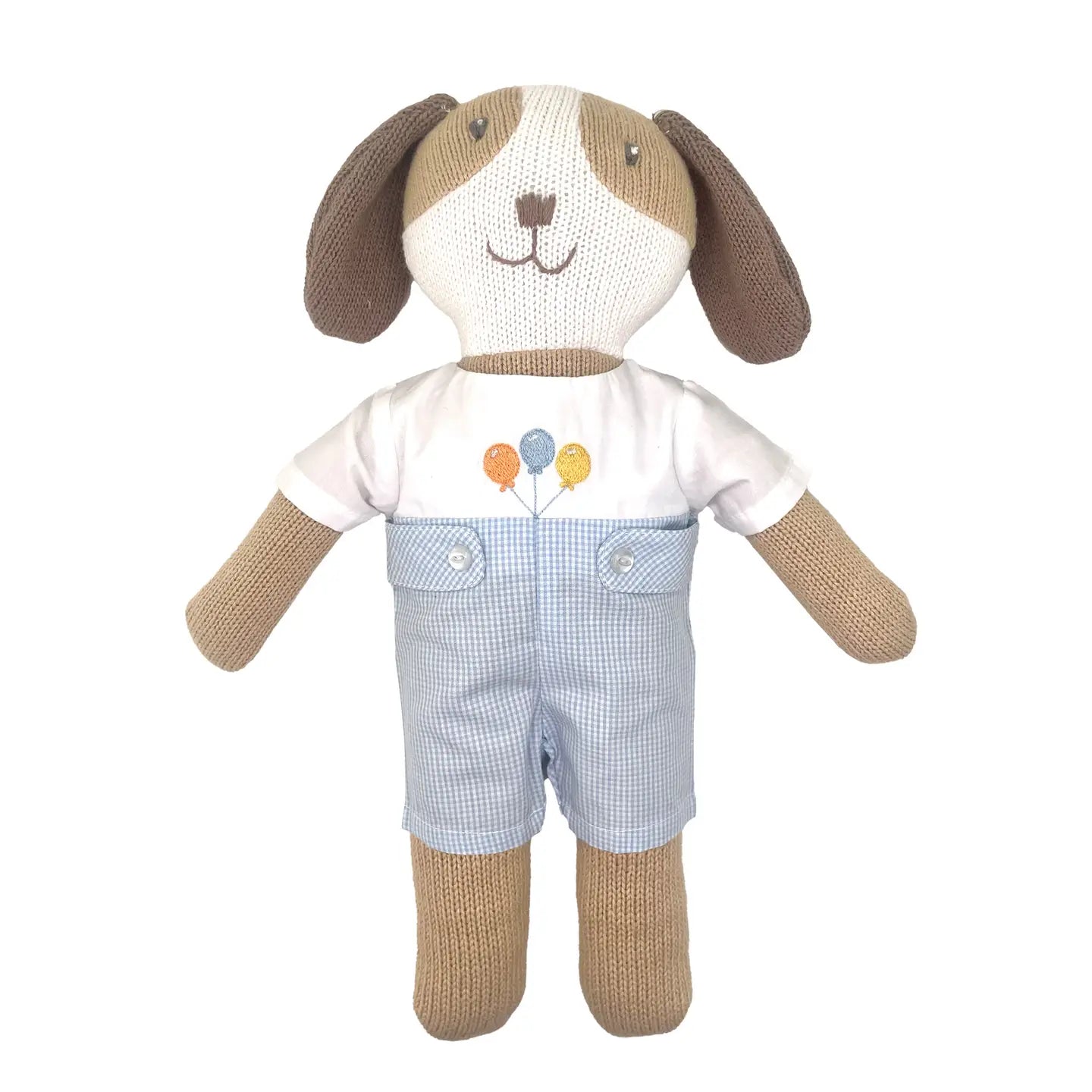 Knit Dog Doll with Birthday Embroidered Romper, 14" Plush