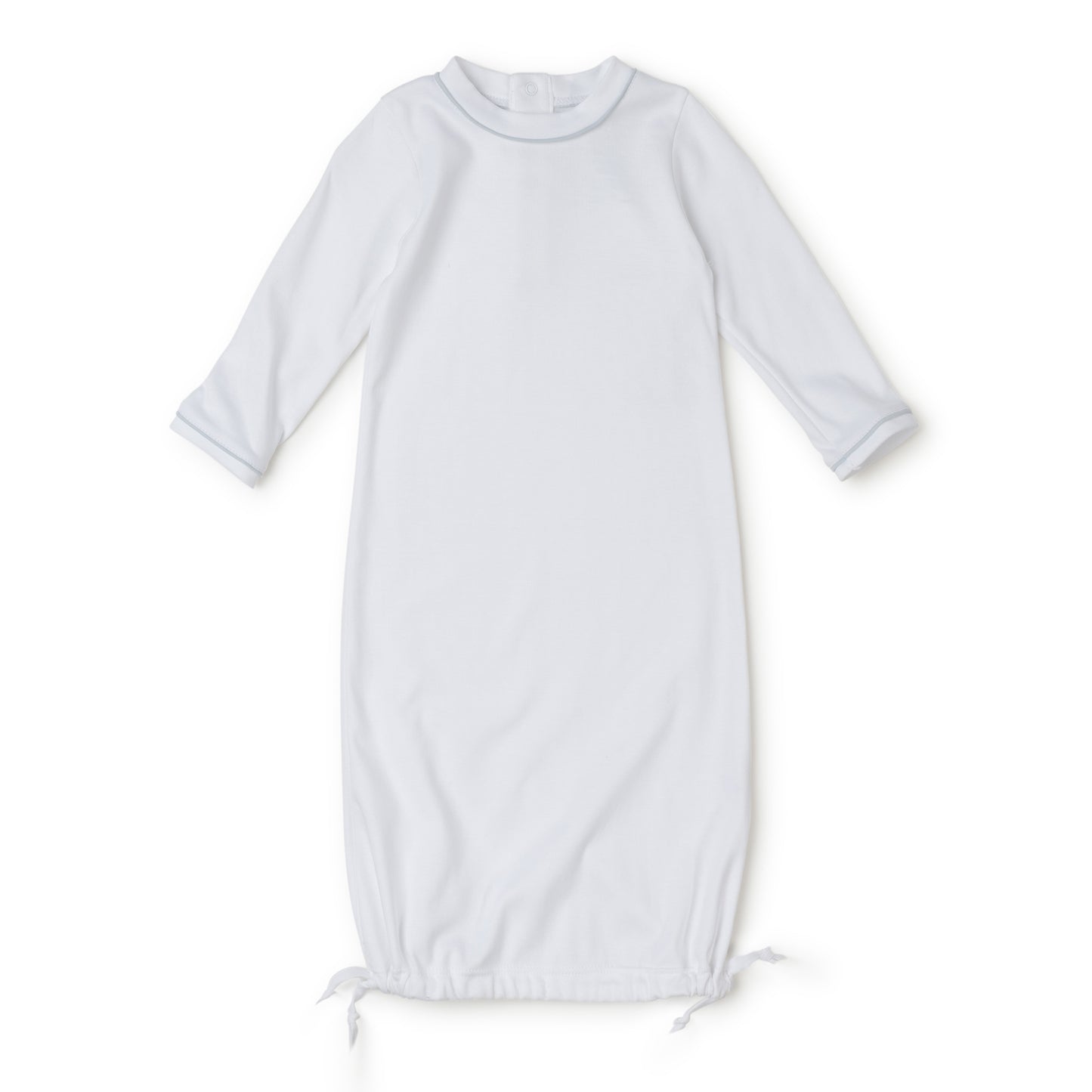 George Pima Cotton Daygown - White with Light Blue