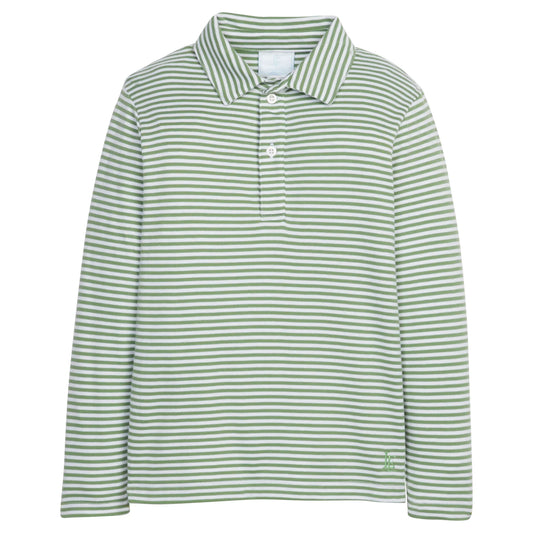 Long Sleeve Polo - Watercress Stripe