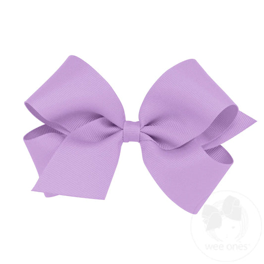 Medium Classic Grosgrain Hair Bow (Plain Wrap) Light Orchid