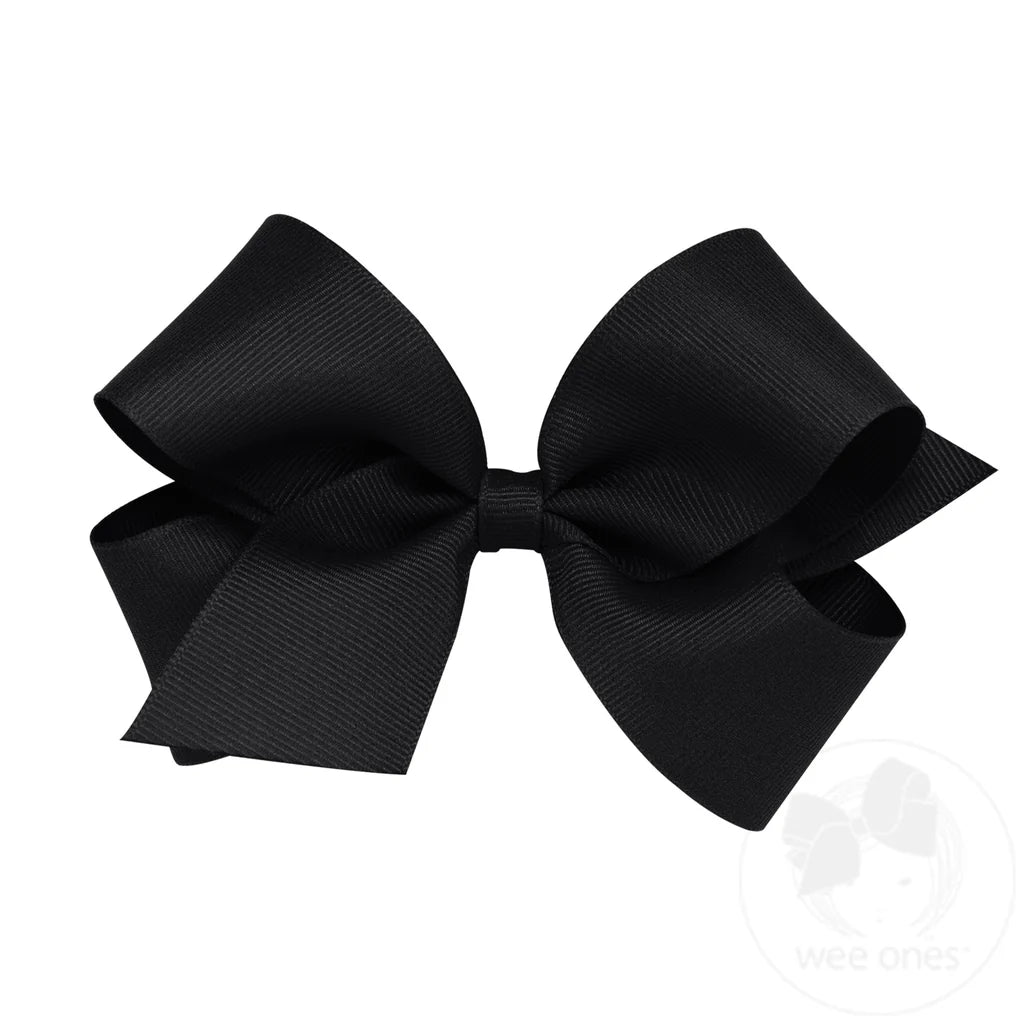 Medium Classic Grosgrain Hair Bow (Plain Wrap) Black