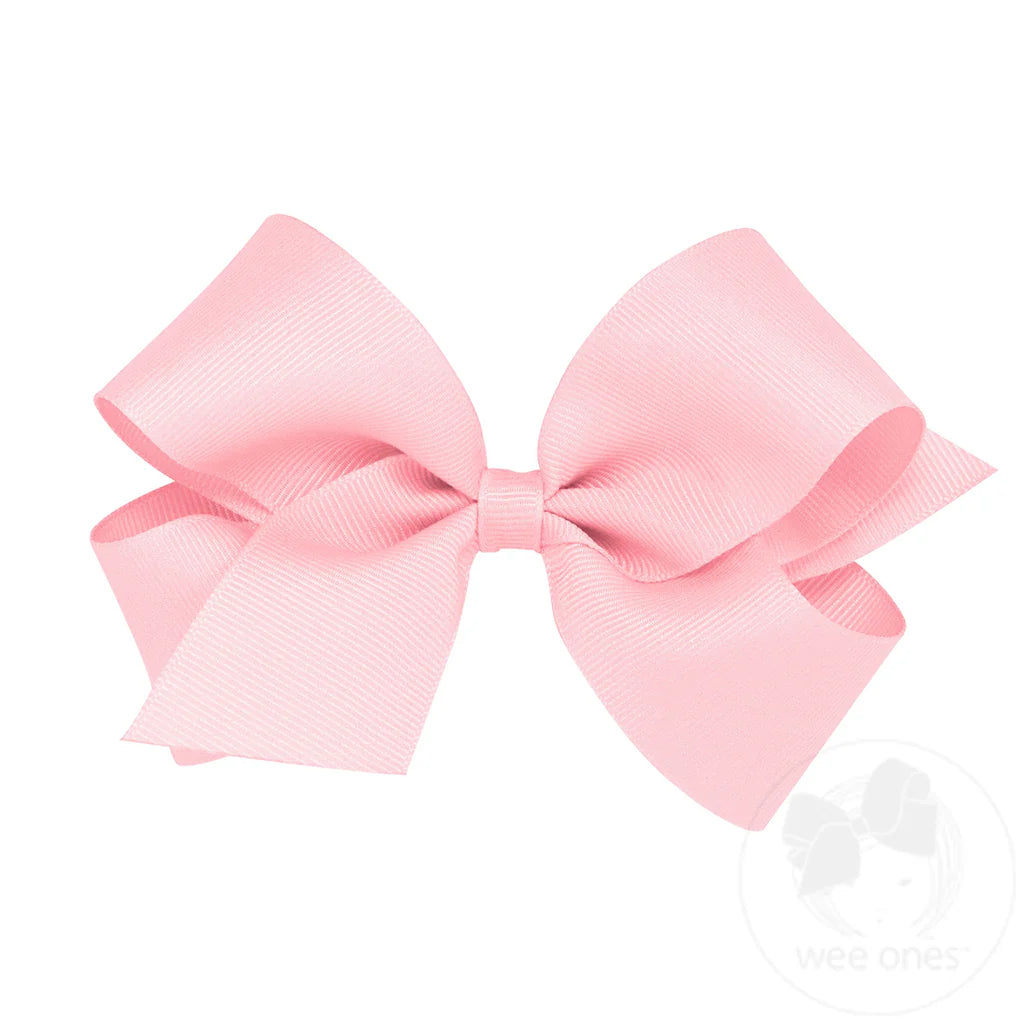Medium Classic Grosgrain Hair Bow (Plain Wrap) Light Pink