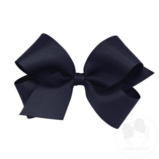 Medium Classic Grosgrain Hair Bow (Plain Wrap) Navy
