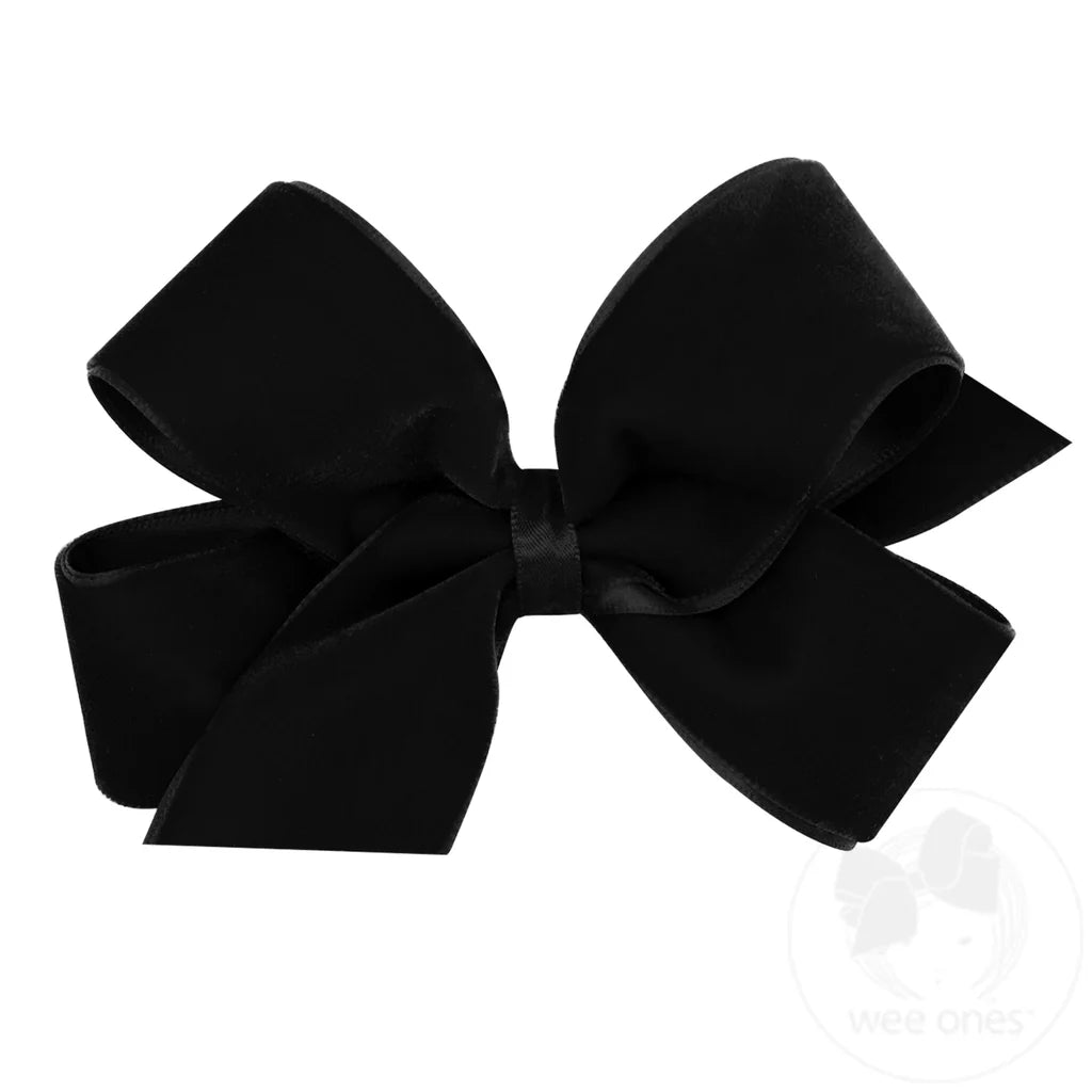 Medium Classic Velvet Bow with Satin Lining, Black
