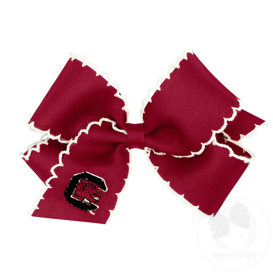 Medium Grosgrain Hair Bow with Moonstitch Edge and Embroidered Collegiate Logo, USC