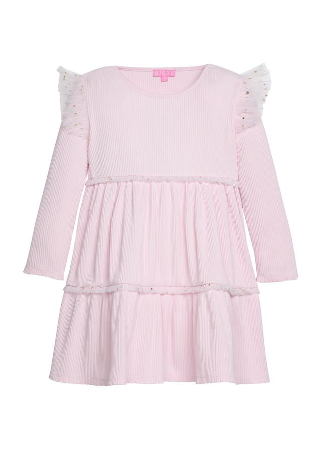 Mila Dress- Bubblegum & Gold Sparkle Stars