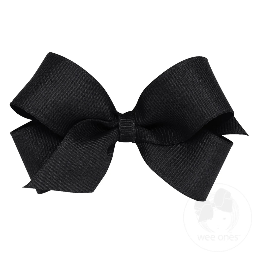 Mini Classic Grosgrain Hair Bow (Plain Wrap) Black