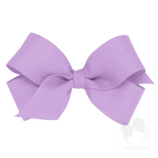 Mini Classic Grosgrain Hair Bow (Plain Wrap) Light Orchid