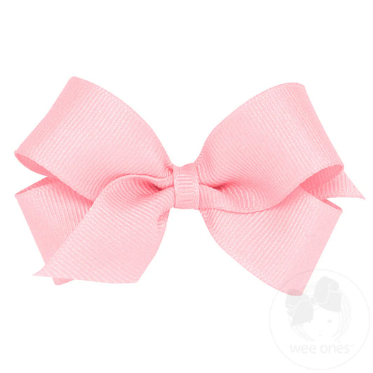 Mini Classic Grosgrain Hair Bow (Plain Wrap) Light Pink