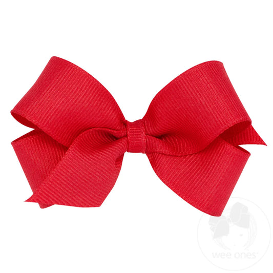 Mini Classic Grosgrain Hair Bow (Plain Wrap) Red