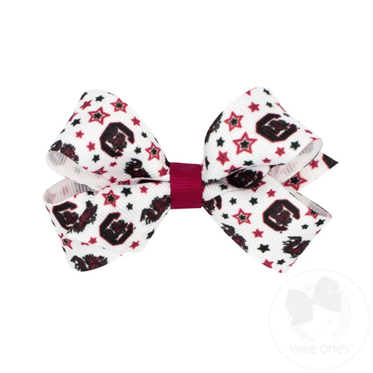 Mini Signature Collegiate Logo Print Grosgrain Hair Bow, USC