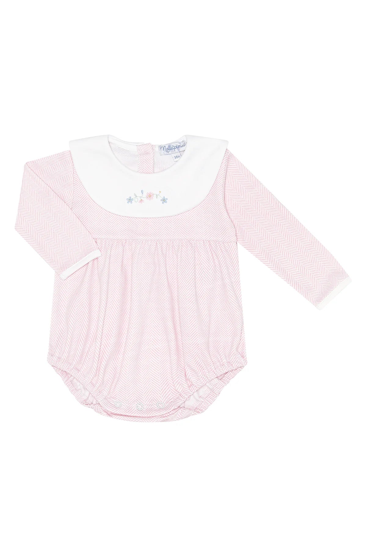 Pink Herringbone Embroidered Bubble Long Sleeve