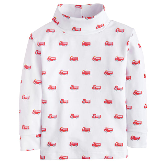 Printed Turtleneck - Fire Trucks