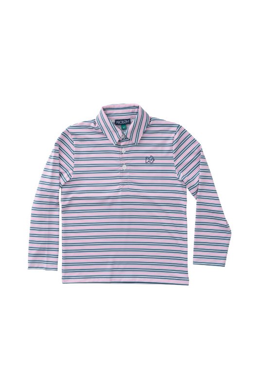 Long Sleeve Pro Performance Polo - Copen Blue Orchid Stripe