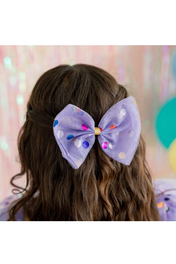 Lavender Confetti Tulle Bow Clip