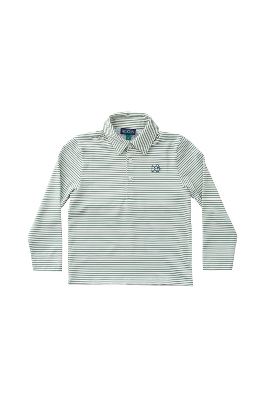 Long Sleeve Pro Performance Polo - Frosty Spruce Stripe