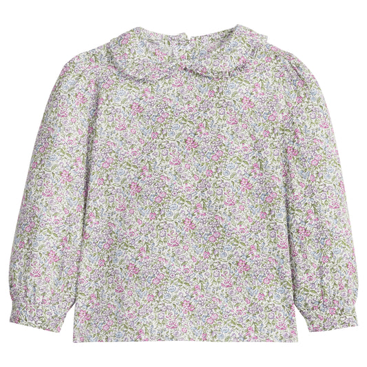 Ruffled Peter Pan Blouse - Lavender Gables Floral