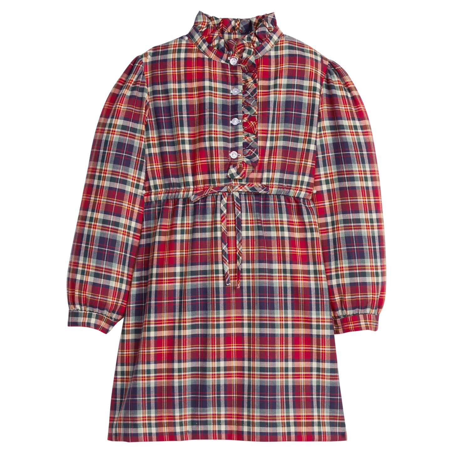 Ruffled Shirt Dress - Middleburg Plaid
