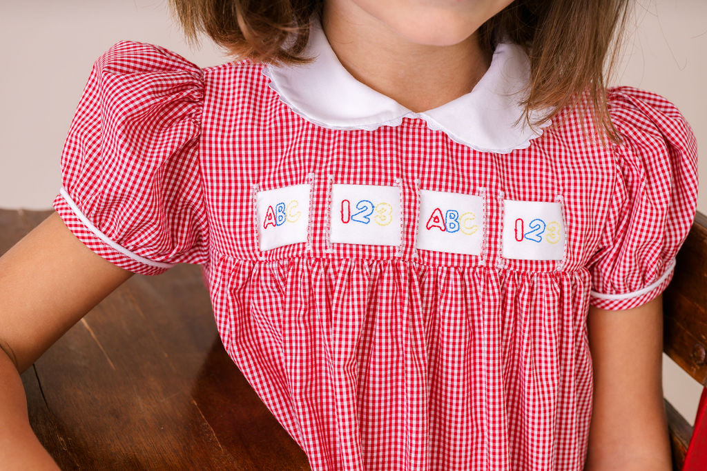 Ruth Ribbon Dress - Red Minigingham