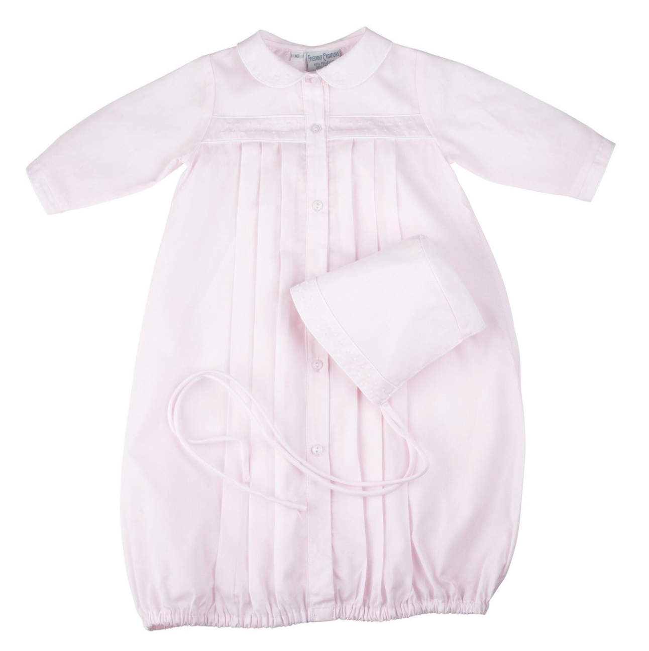 Girls Dot Embroidered Take Me Home Gown With Bonnet