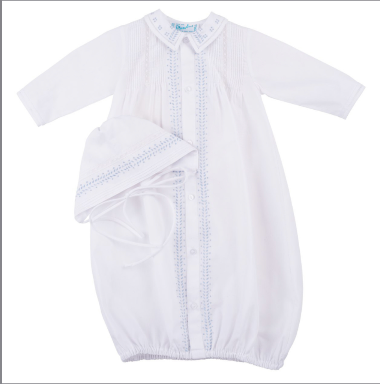 Leaf Take Me Home Gown, White and Blue