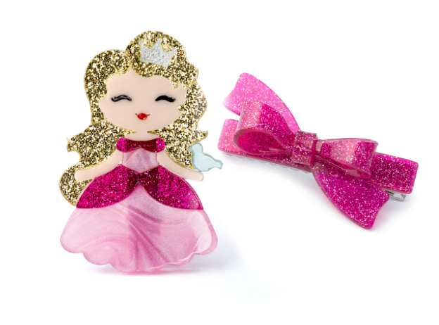 Cute Doll Pink Dress and Bow Hair Clip Set
